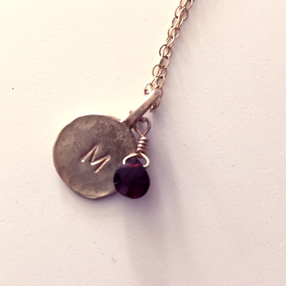 *NWOT* Initial Necklace -  Gold and Garnet